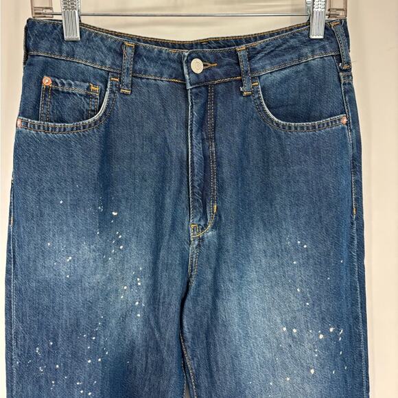 ANTHROPOLOGIE Pilcro The Annie Wide Leg Ultra High Rise Paint Splatter Jeans 27 - Picture 3 of 12